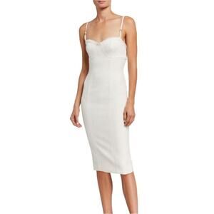 Likely White Lace Trim Bustier Midi Dress Sleeveless Spaghetti Strap Womens 10